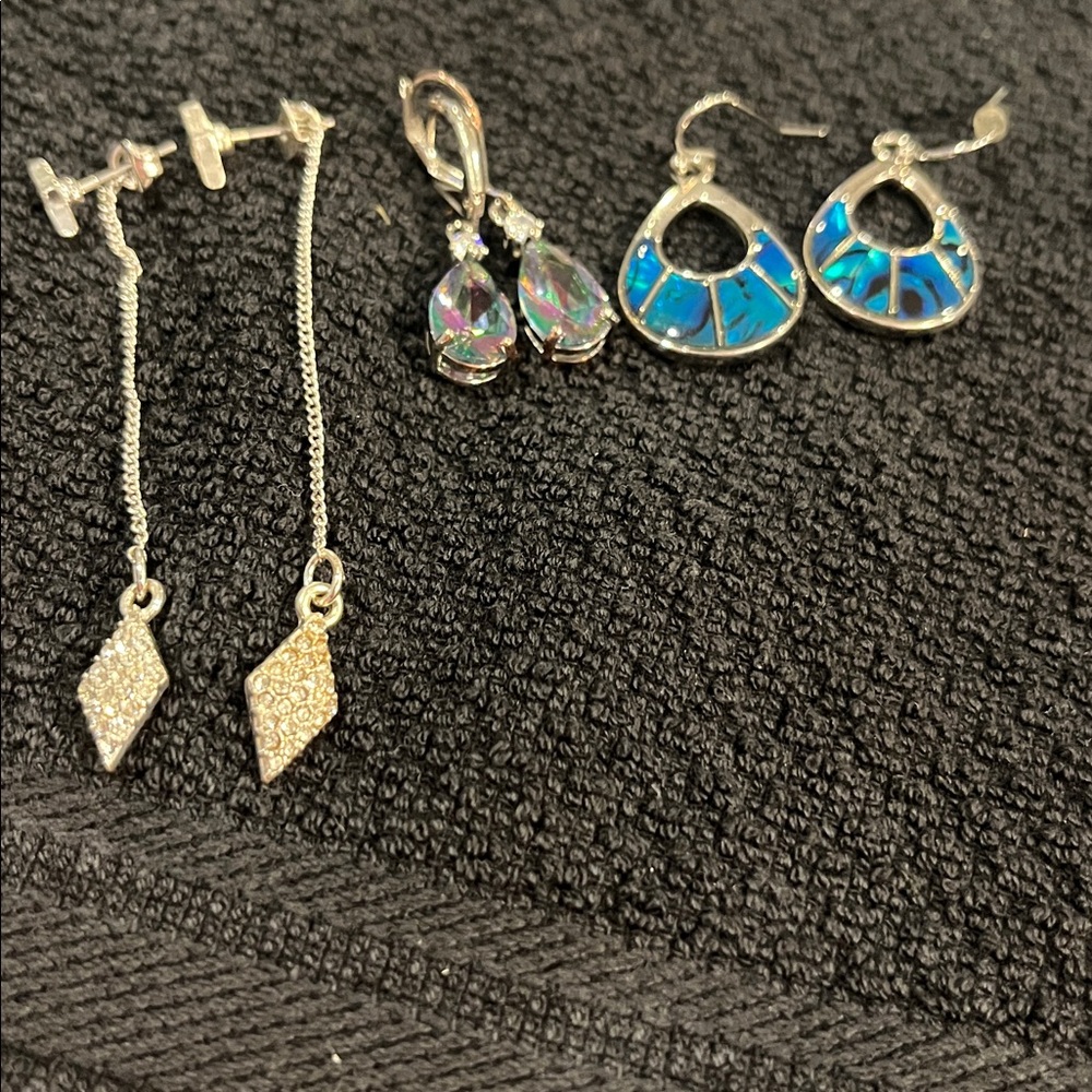 Silver and Blue Earring Set